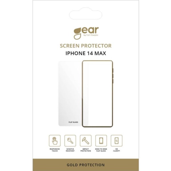 GEAR Glass Prot. Flat Case Friendly 2.5D GOLD iPhone 13 Pro Max/14 Plus Transparent