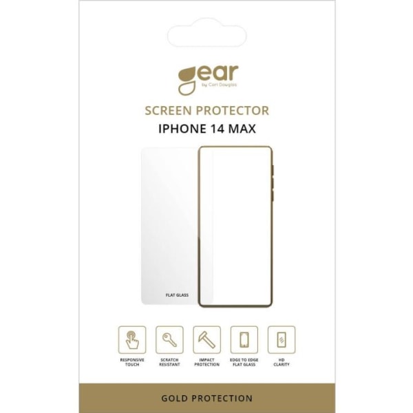 GEAR Glass Prot. Flat Case Friendly 2.5D GOLD iPhone 13 Pro Max/ Transparent