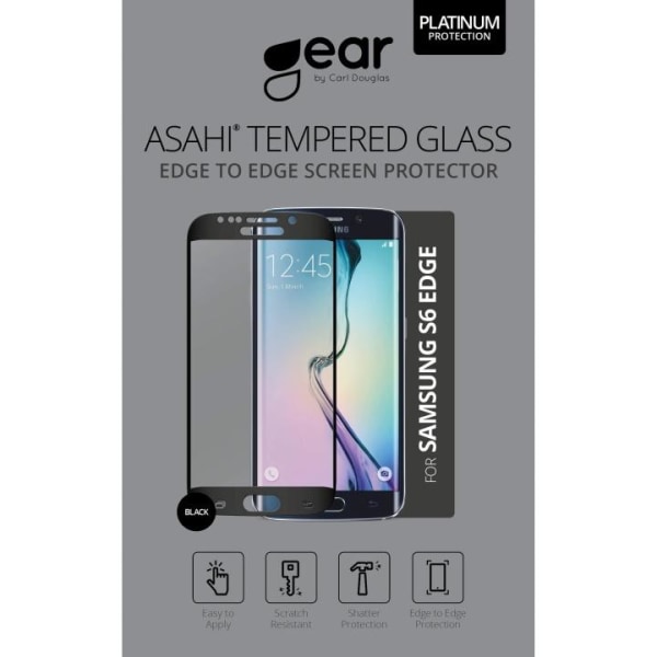 GEAR Hærdet Glas 3D Full Cover Sort Samsung S6 Edge Transparent