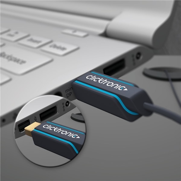 ClickTronic Aktiv adapterkabel från mini DisplayPort™ till HDMI™ premiumkabel | 1x mini DisplayPort™-kontakt >> 1x HDMI™-kontakt | 1,0 m | UHD 4K @ 30