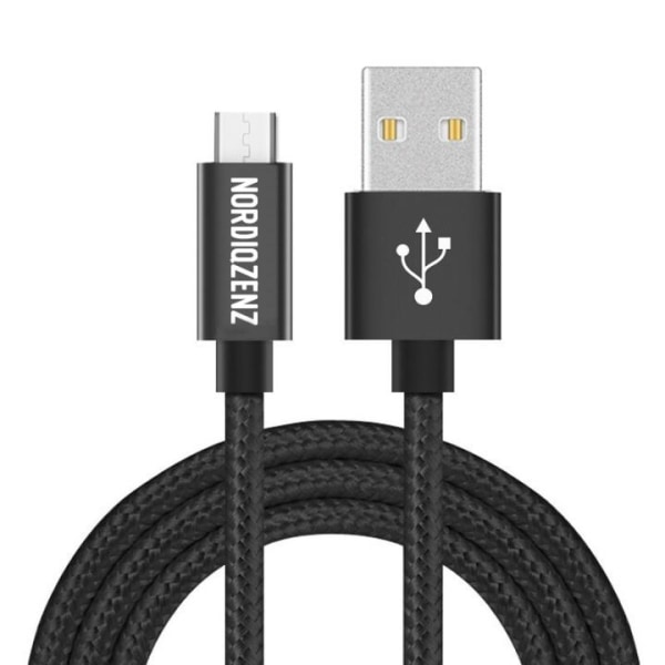 NORDIQZENZ Micro-USB Tekstilkabel, Ekstra lang (2m), Sort