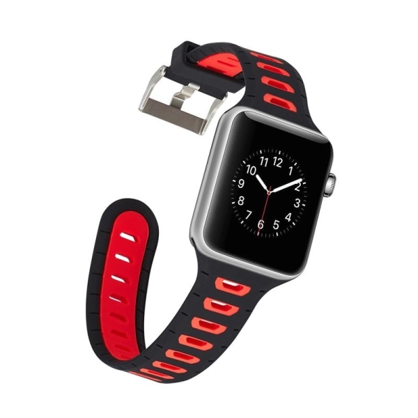 Silikon Klockarmband kompatibelt med Apple Watch, 42mm, Svart, Röd