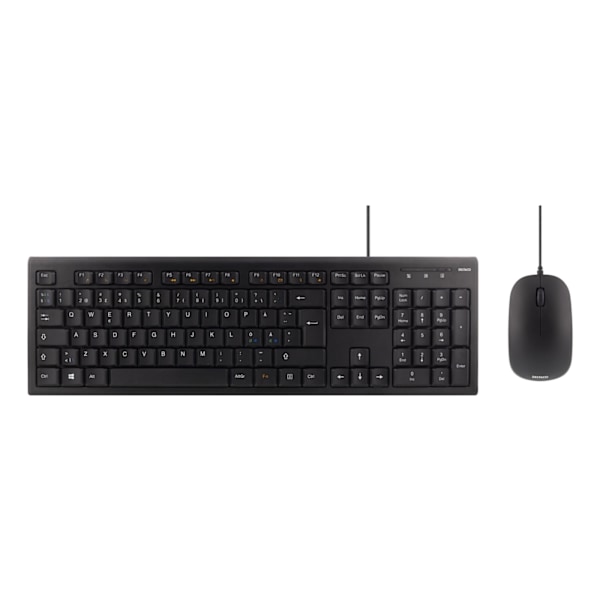 DELTACO Tangentbords-kit med mus, PAN Nordisk layout, USB, svart