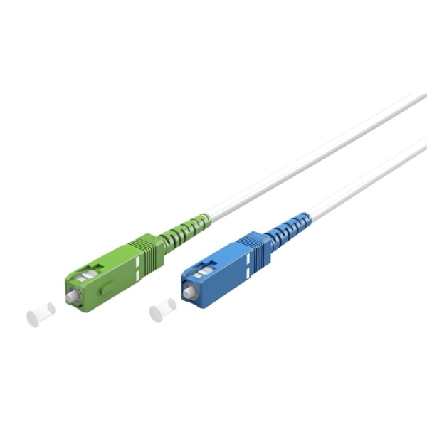 Goobay Lyslederkabel (FTTH), Singlemode (OS2) White, hvid (Simplex), 30 m fiberoptisk kabel, stik SC-APC (8°) > SC stik (UPC), halogenfri kabelkappe (