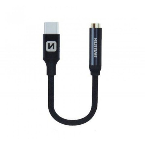 Swissten USB-C till 3,5mm Adapter, 15cm, Svart