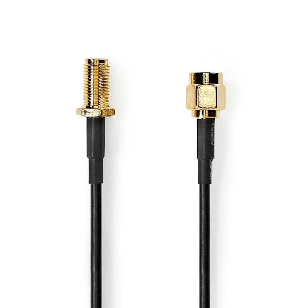 Nedis Antennikaapeli | SMA uros | SMA naaras | Kullattu | 50 Ohm | Yksinkertainen suojaus | 3.00 m | Pyöreä | PVC | Musta | Label