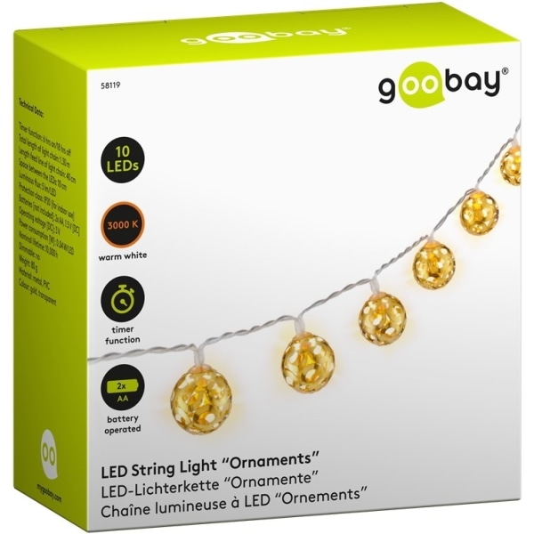 Goobay 10 LED lyskæde "Ornamenter" med timerfunktion, varm-hvid