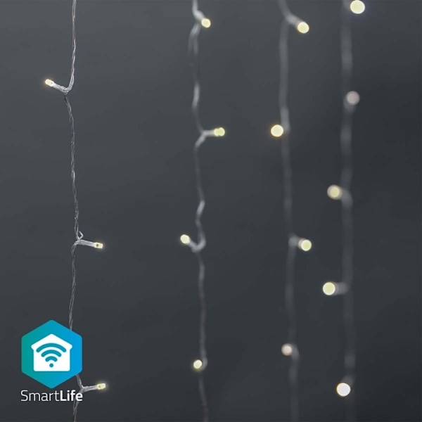 Nedis SmartLife jluelys | Gardin | Wi-Fi | Varm til kølig hvid | 200 LED's | 3 m | Androidâ„¢ / IOS