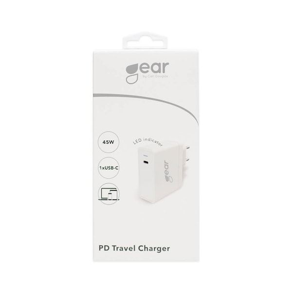 GEAR Laddare 220V 1xUSB-C PD 45W Vit