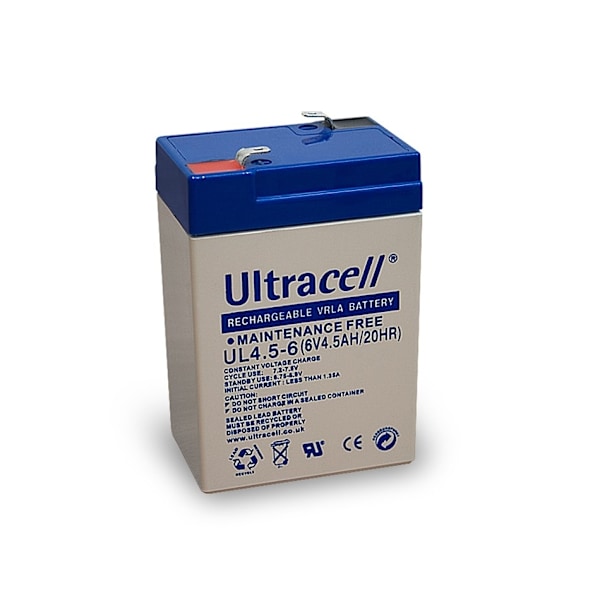 Ultracell Blybatteri 6 V, 4,5 Ah (UL4.5-6) Faston (4.8mm) Blybatteri