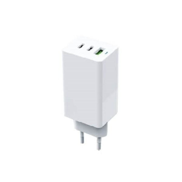 GEAR Laddare GAN 220V 2xUSB-C + 1xUSB-A PD 45W + 18W + 3A (totalt 65W) Vit