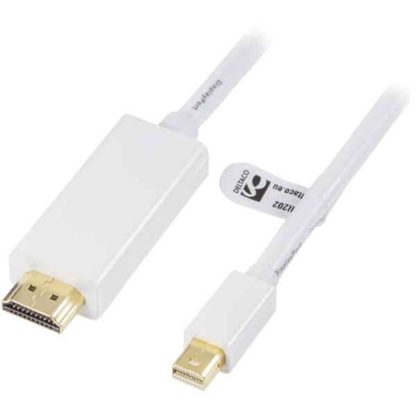 DELTACO kaapeli Mini DisplayPort - HDMI, ääni, Full HD 60Hz, 2m