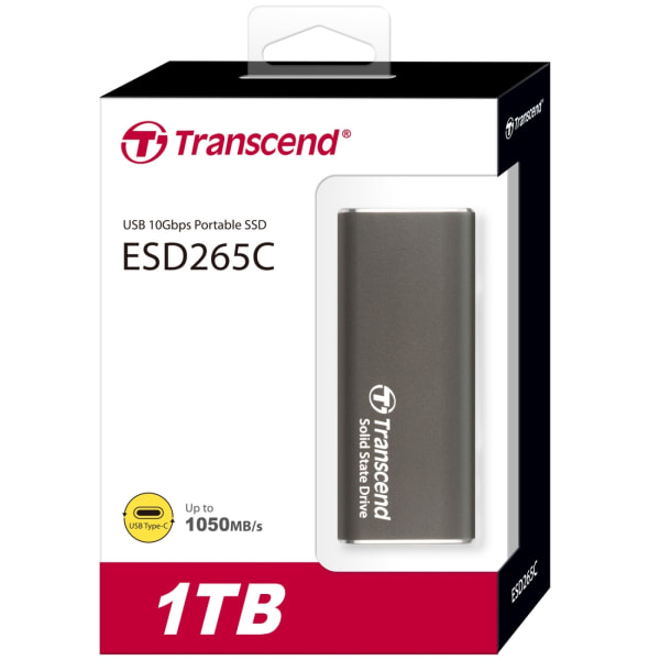 Transcend bærbar SSD ESD256C USB-C 1TB 10 Gbps (R1050/W950 Mb/s