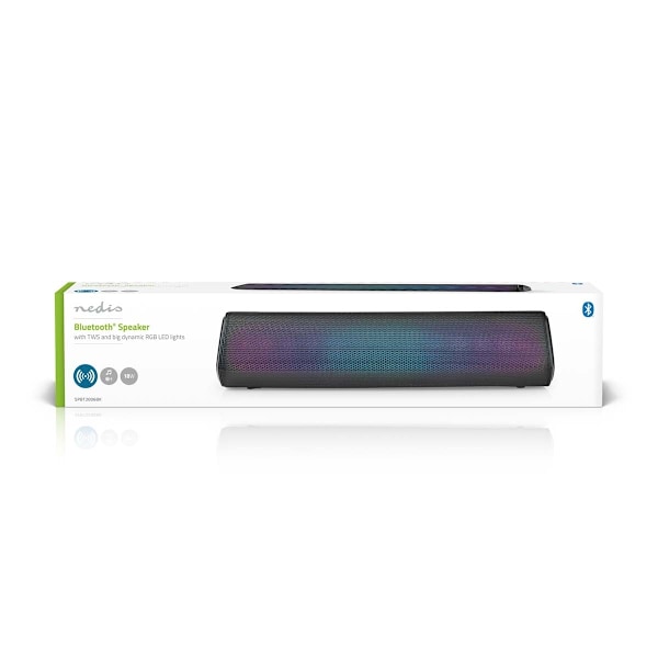 Nedis Bluetooth® højttaler | Maksimal batteritid: 6 timer | Borddesign | 18 W | Stereo | Indbygget mikrofon | Kan parres | Sort