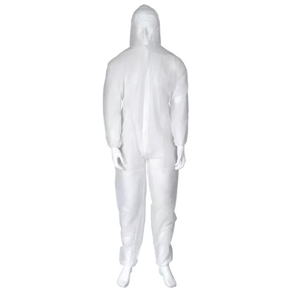 Protective Coverall - engångs overall med huva, Vit