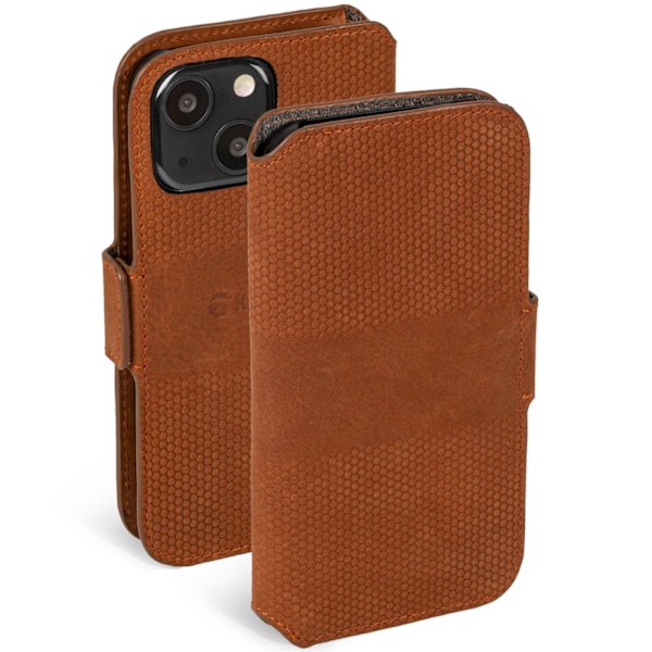 Krusell Leather Phone Wallet iPhone 13 Cognac Brun