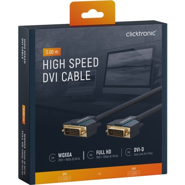 ClickTronic DVI-kabel Premiumkabel | 1x DVI-kontakt  1x DVI-kont