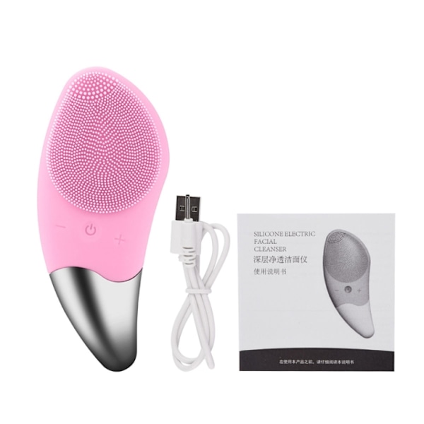 Vibrerande ansiktsrengörare i silikon, Rosa