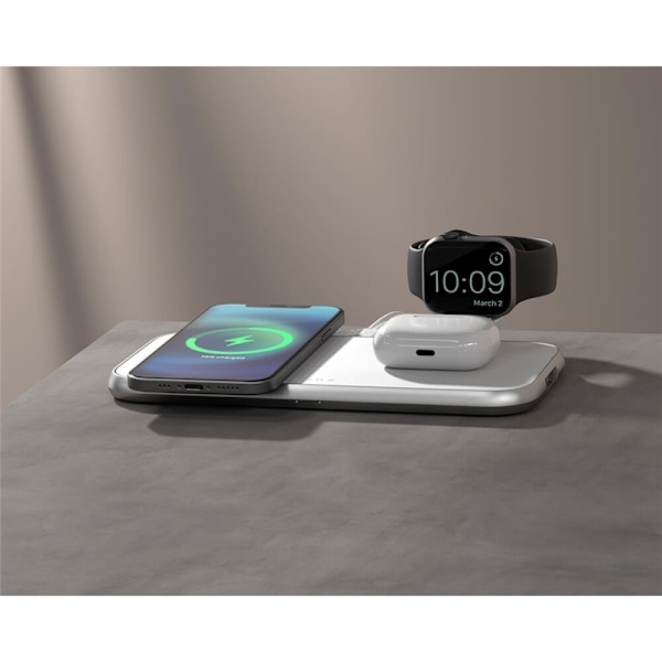 Zens 4i1 Lader Designet til Magsafe 10W + Plads til Magsafe + USB-A + Apple Watch