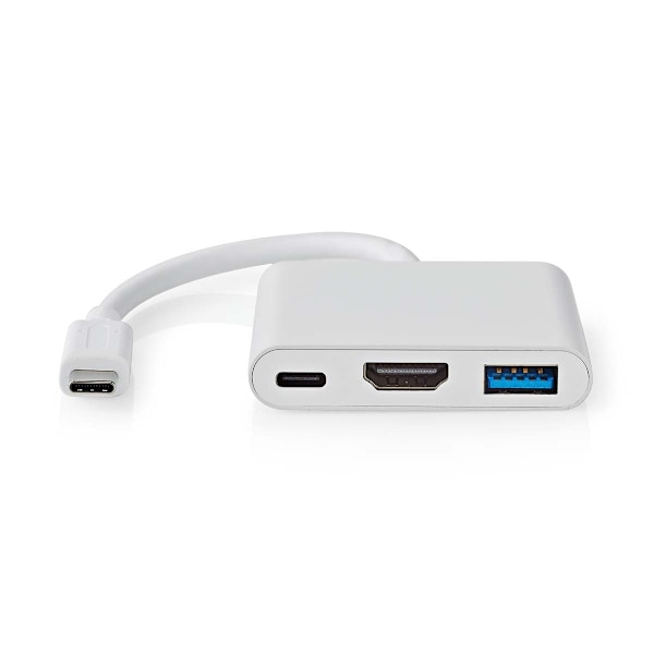 Nedis USB Multi-Port Adapter | 3-i-1 | USB 3.2 Gen 1 | USB-C™ Hane | HDMI™ Utgång / USB-A Hona / USB-C™ Hona | 5 Gbps | 0.10 m | Rund | Nickelplaterad