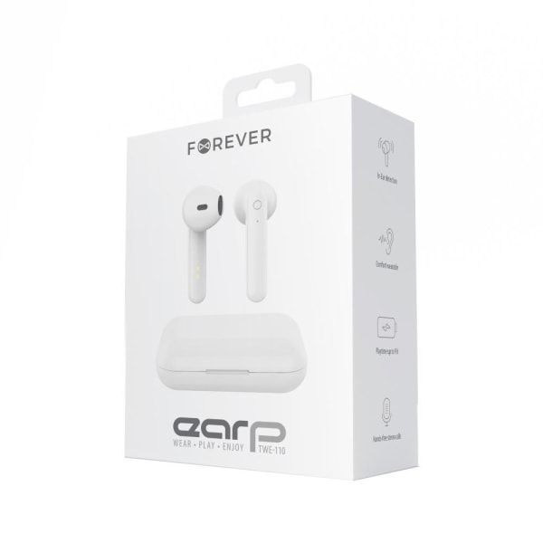 Forever TWE-110 Earp Bluetooth-hovedtelefoner, hvide Vit
