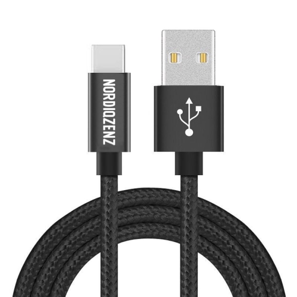 NORDIQZENZ USB-C kabel, Textilklädd, 1.5m, Svart