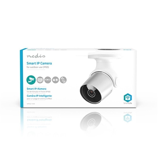 Nedis SmartLife Utomhus Kamera | Wi-Fi | Full HD 1080p | IP65 | microSD (ingår inte) / Molnlagring (tillval) | 12 V DC | Med rörelsesensor | Nattsikt