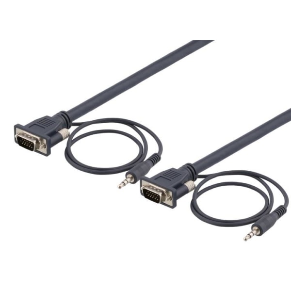 DELTACO monitor cable HD15 ma-ma, 2m, 1920x1200 60Hz, 3.5mm audi