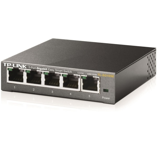 TP-Link netværksswitch 5-ports 10/100/1000 Mbps, RJ45, metalkabinet, Sort