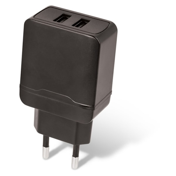 Maxlife USB-snabbladdare, MXTC-02, 2xUSB, fast charge, svart (2,4 A) Svart