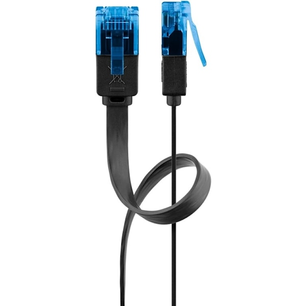Goobay CAT 6A platt patchkabel, U/UTP, svart kopparledare (CU)