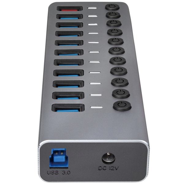 LogiLink USB-hub 10+1-port med separata På/Av-knappar USB 3.2 Ge