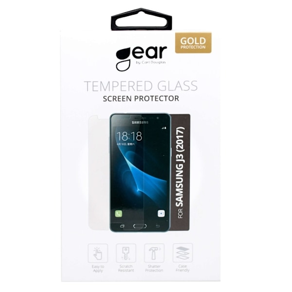 GEAR Hærdet Glas 3D Full Cover Sort Samsung J3 (2017) Transparent