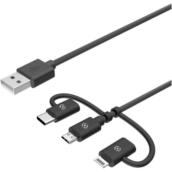 Celly 3-i-1-kabel MicroUSB / Lightning / USB-C 1m