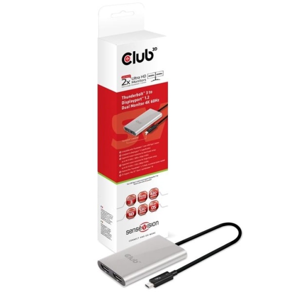 CLUB3D ThunderboltT 3 - DisplayportT 1.2 Dual Monitor 4K 60Hz