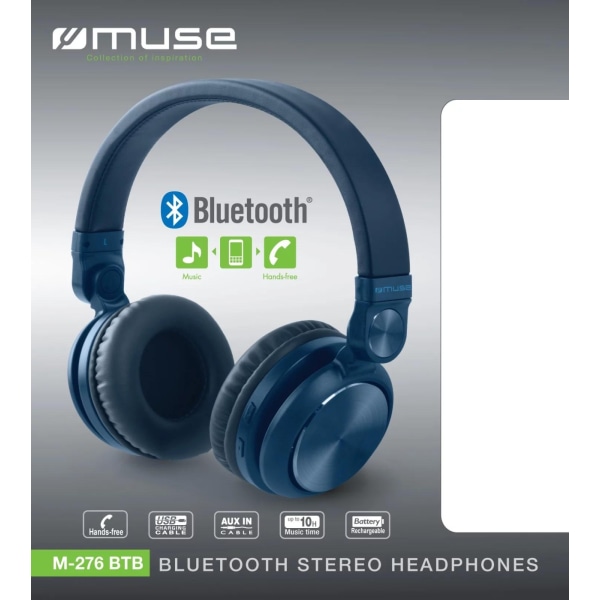 MUSE M-276 BTB Headphones On-ear BT Blue Blå