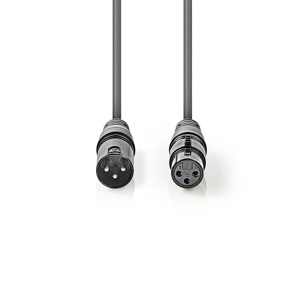 Nedis DMX sovitinkaapeli | XLR 3-Pin uros | XLR 3-Pin naaras | Niklattu | 5.00 m | Pyöreä | PVC | Tummanharmaa | Pahvikotelo