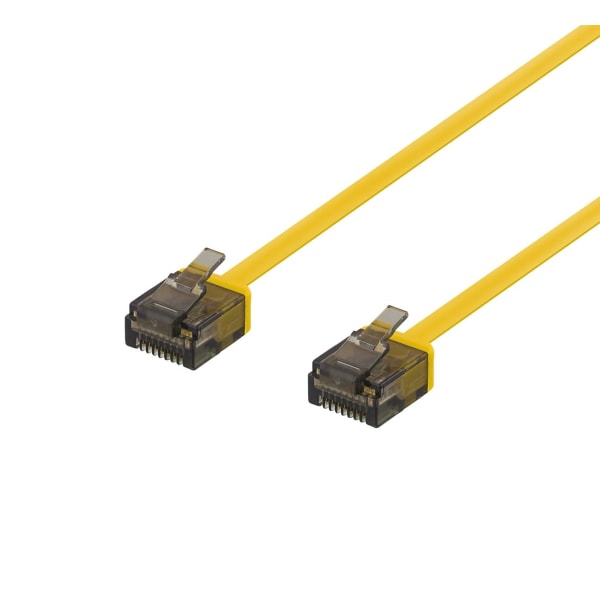 DELTACO U/UTP Cat6a patch cable, flat, 0.5m, 1mm thick, yellow