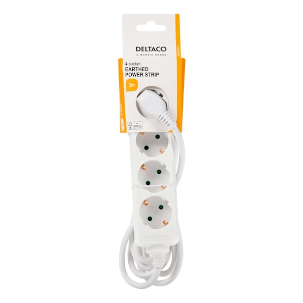 DELTACO outlet 4xCEE 7/3 1xCEE 7/7 3m white