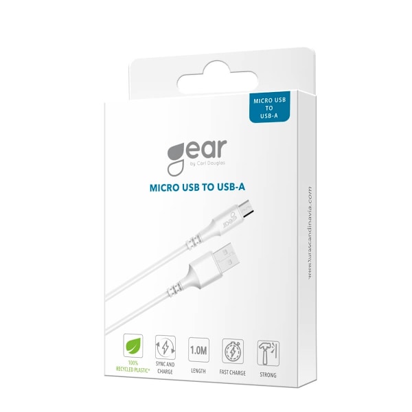 GEAR USB-kaapeli MicroUSB 1m valkoinen