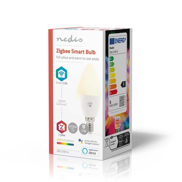 Nedis SmartLife Fuld Farve Pære | Zigbee 3.0 | E14 | 470 lm | 4.9 W | RGB / Varm til kølig hvid | 2200 - 6500 K | Android™ / IOS | Stearinlys | 1 stk