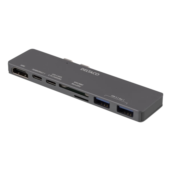 DELTACO Dual USB-C dock for MacBook Pro 2016, Thunderbolt 3, 100W USB-