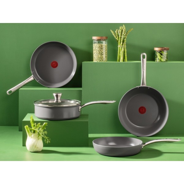 Tefal wok, 28 cm, keramisk belægning, grå