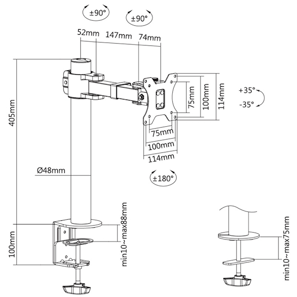 LogiLink Monitorarm 17-32" 199 mm