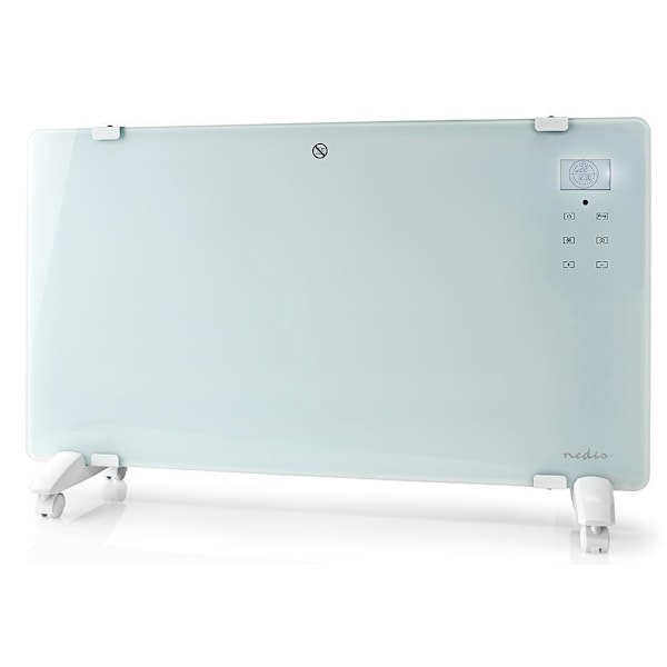 Nedis SmartLife Elradiator | Wi-Fi | Velegnet til badeværelse | Glas panel | 2000 W | 2 Varmeindstillinger | LED | 15 - 35 °C | Justerbar termostat |