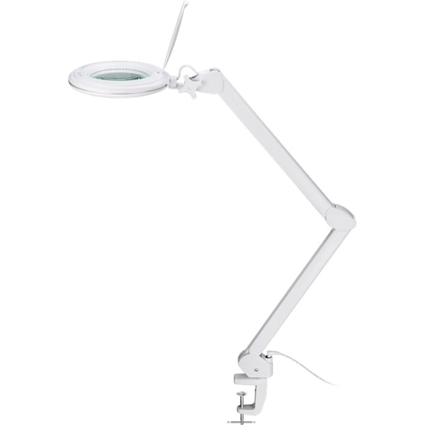 Goobay LED-luplampe med klemme, 10 W, hvid 800 lm, lysstyrke og lysfarve justerbar, 127 mm glaslinse, 1,75x forstørrelse, 3 dioptrier