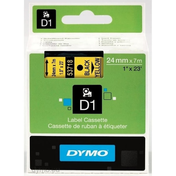 dymo Färgband S0720980 53718 24mm Svart på Gul