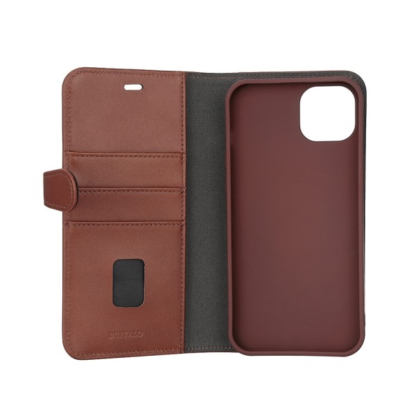 BUFFALO Wallet 2-i-1 3 Kort MagSeries Brun - iPhone 15 Plus Brun