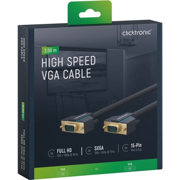 ClickTronic VGA Cable Premium Cable | 1x VGA-liitin 1x VGA-jatko