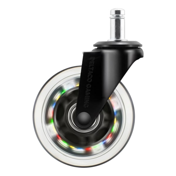 DELTACO GAMING Hjul till Gamingstol med LED-ljus, 5-pack